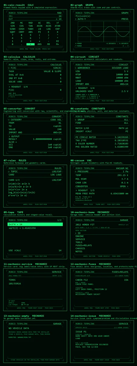 Contact sheet of the RobCo Engineering applications